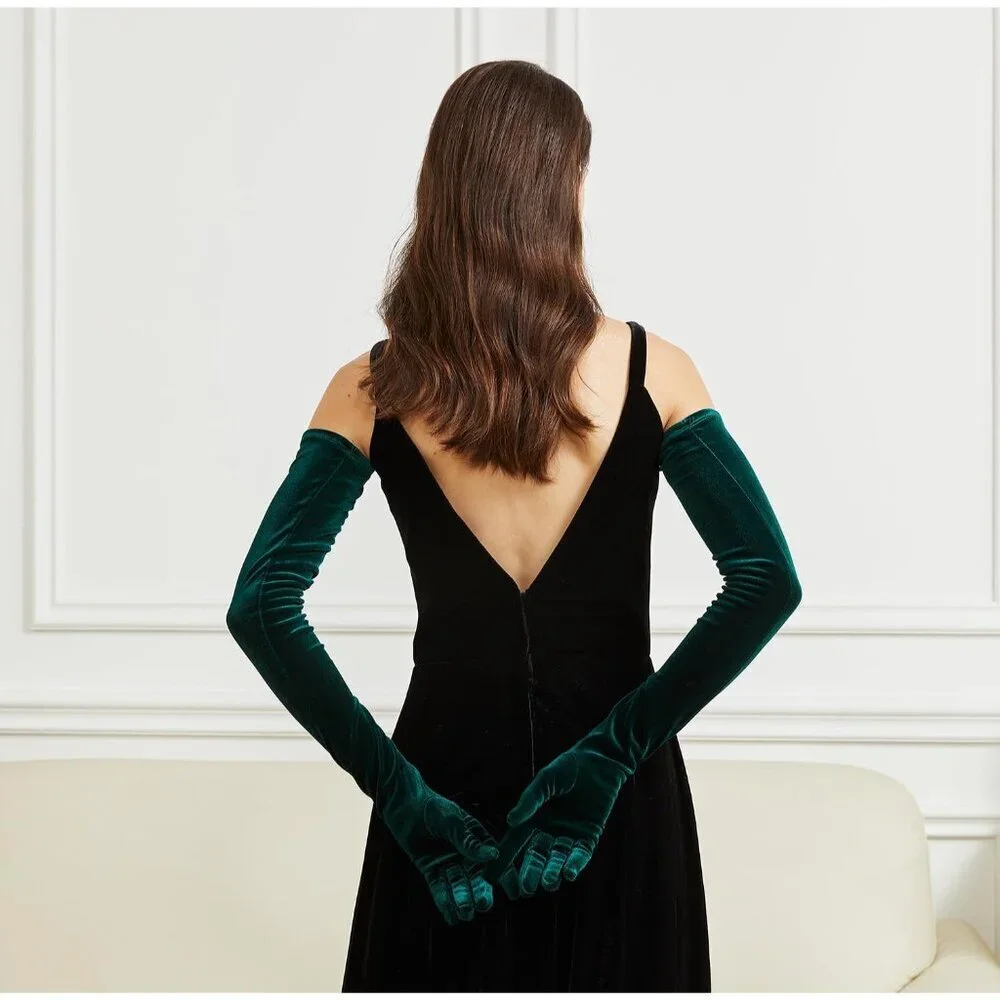Velvet Opera Gloves 1920s Flapper Elbow-Length Evening Party Accessories